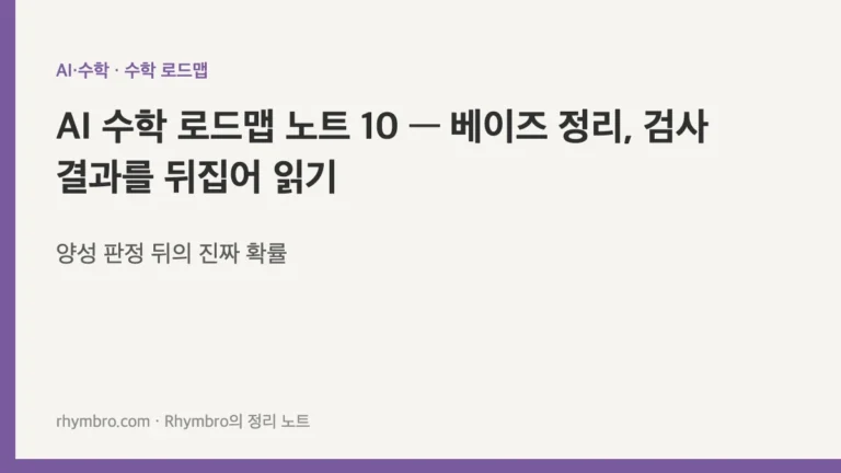 AI 수학 로드맵 노트 10 — 베이즈 정리, 검사 결과를 뒤집어 읽기