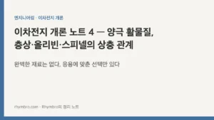 이차전지 개론 노트 4 — 양극 활물질, 층상·올리빈·스피넬의 상충 관계