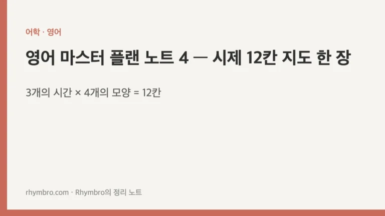 영어 마스터 플랜 노트 4 — 시제 12칸 지도 한 장