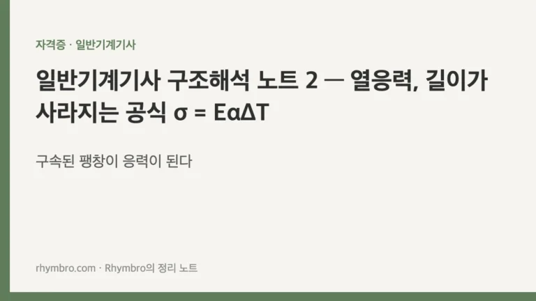 일반기계기사 구조해석 노트 2 — 열응력, 길이가 사라지는 공식 σ = EαΔT