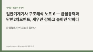 일반기계기사 구조해석 노트 6 — 굽힘응력과 단면2차모멘트, 세우면 강하고 눕히면 약하다