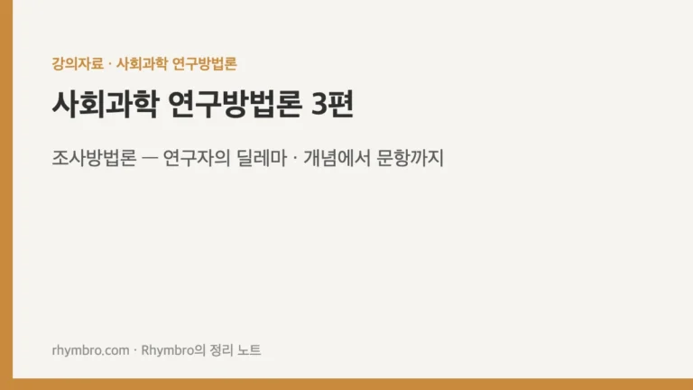 사회과학 연구방법론-3 조사방법론