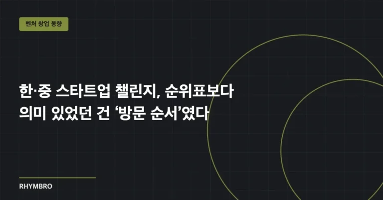 한·중 스타트업 챌린지, 순위표보다 의미 있었던 건 ‘방문 순서’였다 — 예비 코파운더가 읽은 기술 검증의 동선