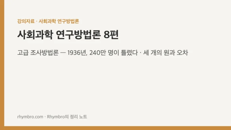 사회과학 연구방법론-8 고급 조사방법론