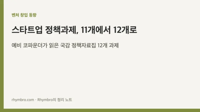 국정감사 정책자료집과 R2R 설비 발주 과정을 비교하는 스타트업 정책과제 12개 개념 이미지